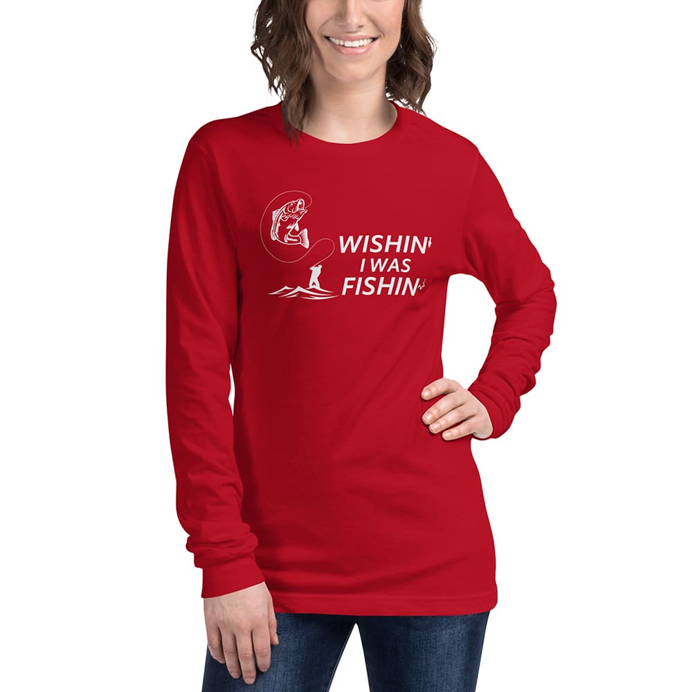 Womens Long Sleve Tshirt Red - Fisherman Gift