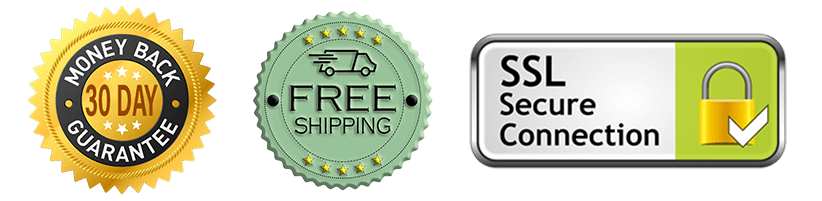 30 day money back, free shipping, ssl secure