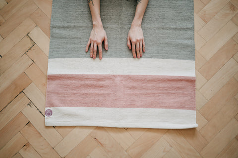 shavasana position on cotton yoga mat