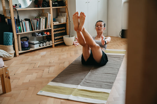 Indigo Vetiver combo - organic yoga rug + herbal yoga towel