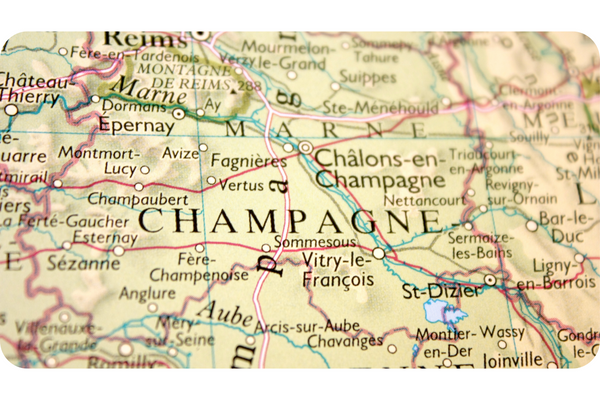 Unterschied zwischen Sekt und Champagner: Champagne, Frankreich, Karte