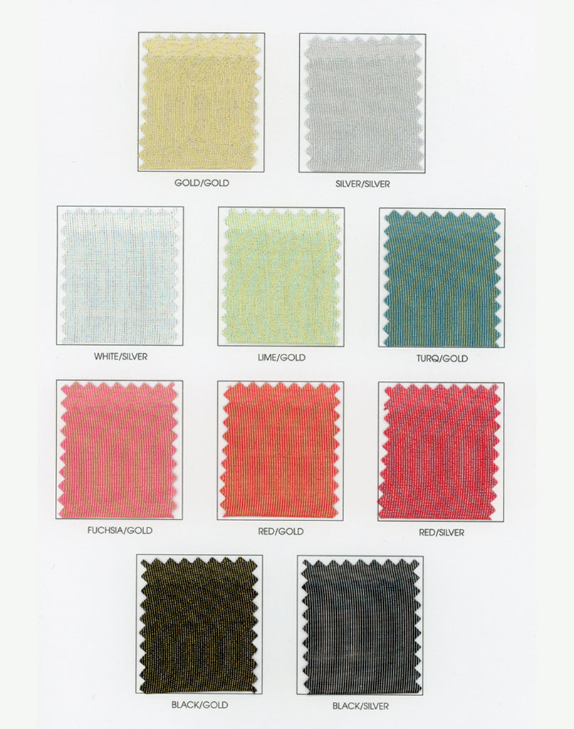 Fabric color chart for silk lame.