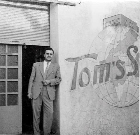 My Uncle Jack standing in front of Original Tom's Sons factory in Lebanon. 