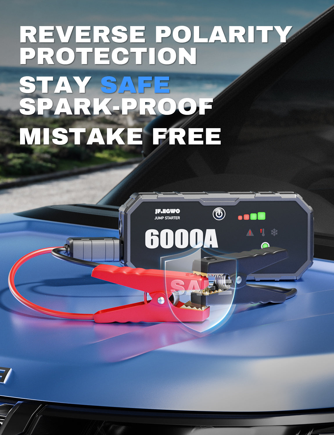 JFEGWO 6000A Car Jump Starter Battery Charger