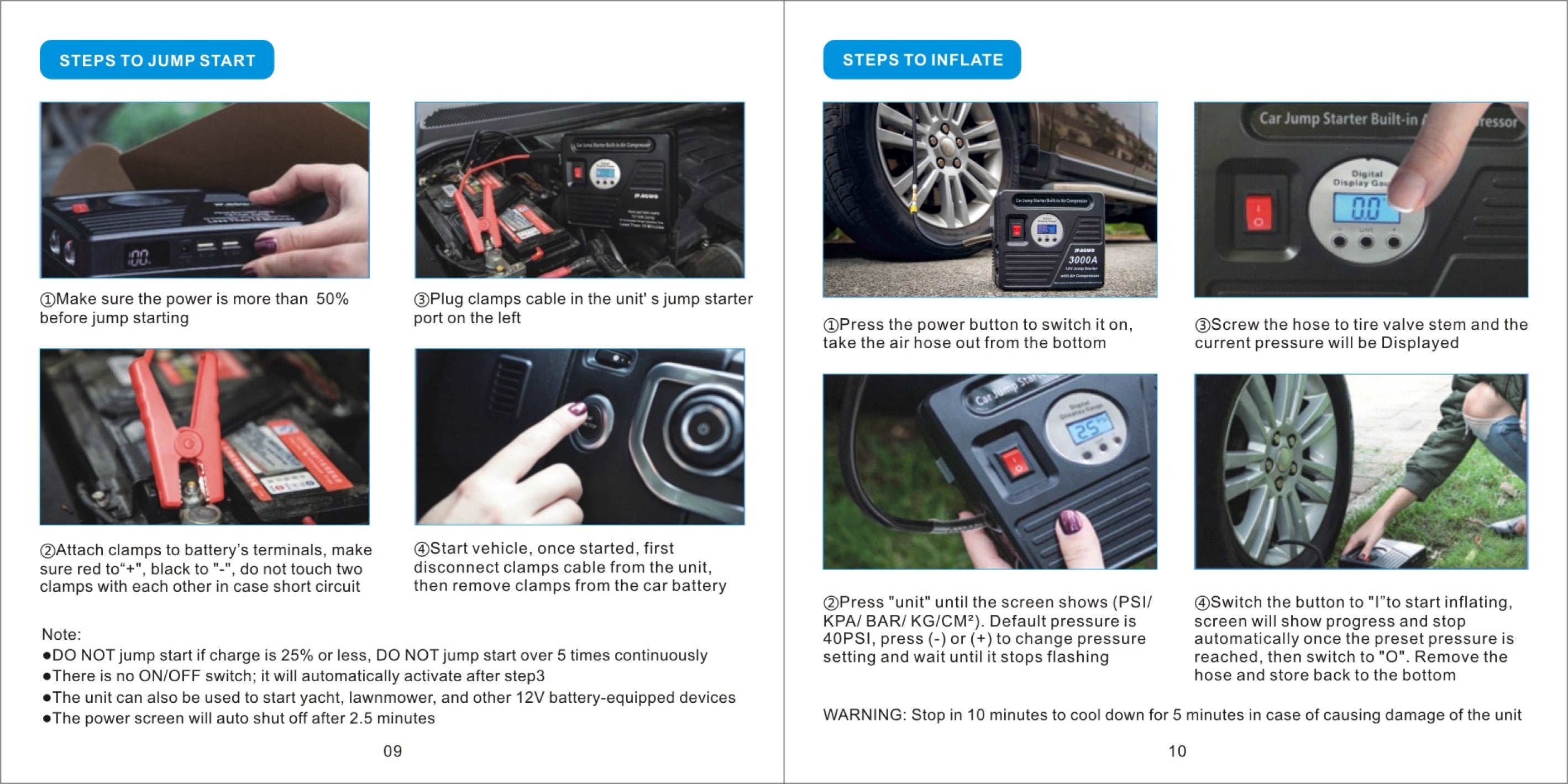 Lenercom 4-in-1 Car Jump Starter, Air Pump,Powerbank & Light by