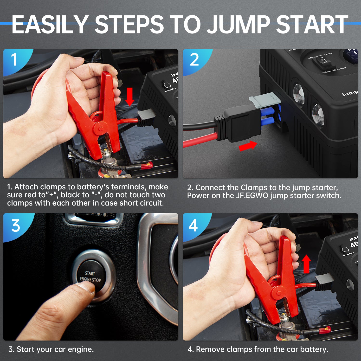 JFEGWO 3400A Jump Starter with Air Compressor