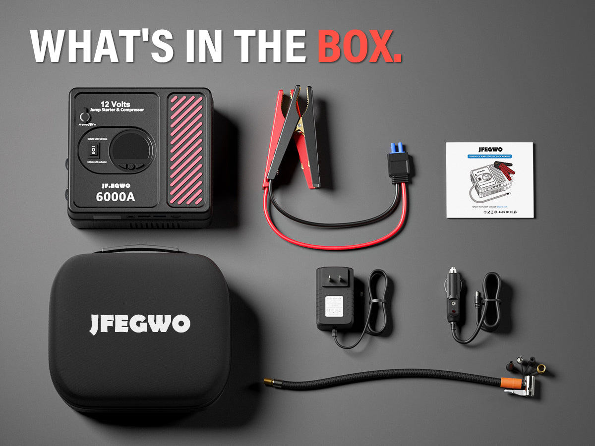 JFEGWO 6000A Jump Starter with Air Compressor