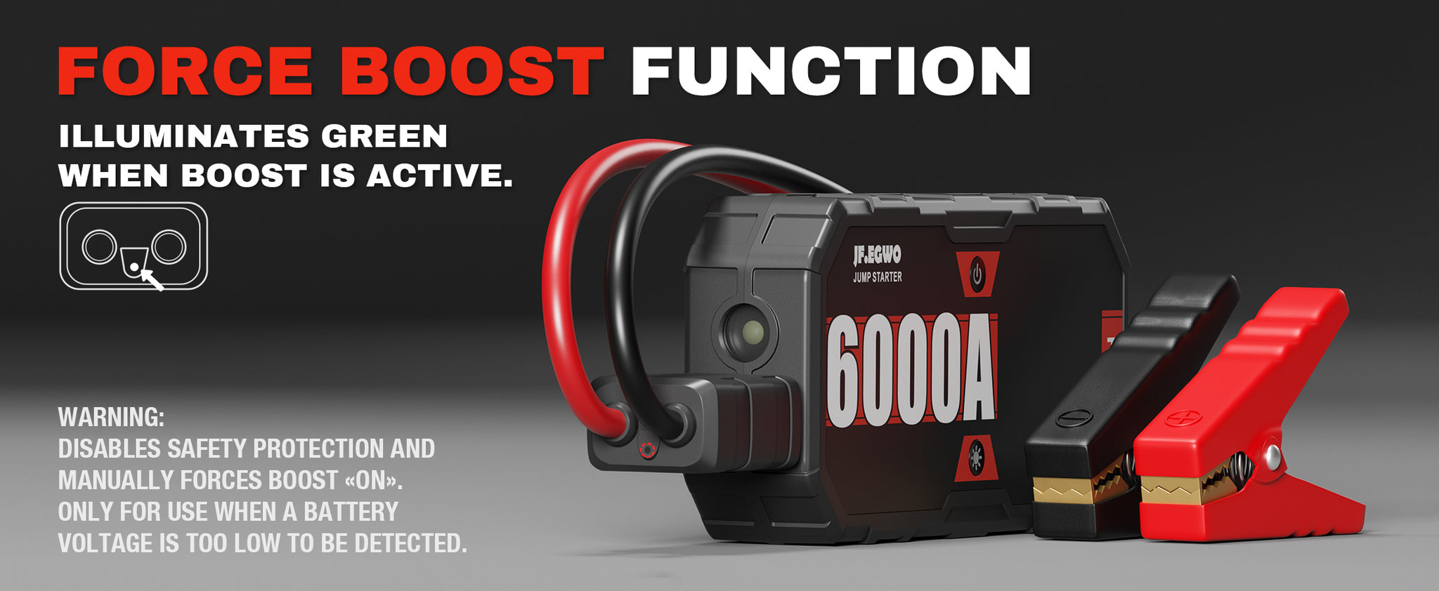 JFEGWO 6000A Jump Starter Car Battery Booster 65W Fast Charging Total 230W Power Bank, Pro