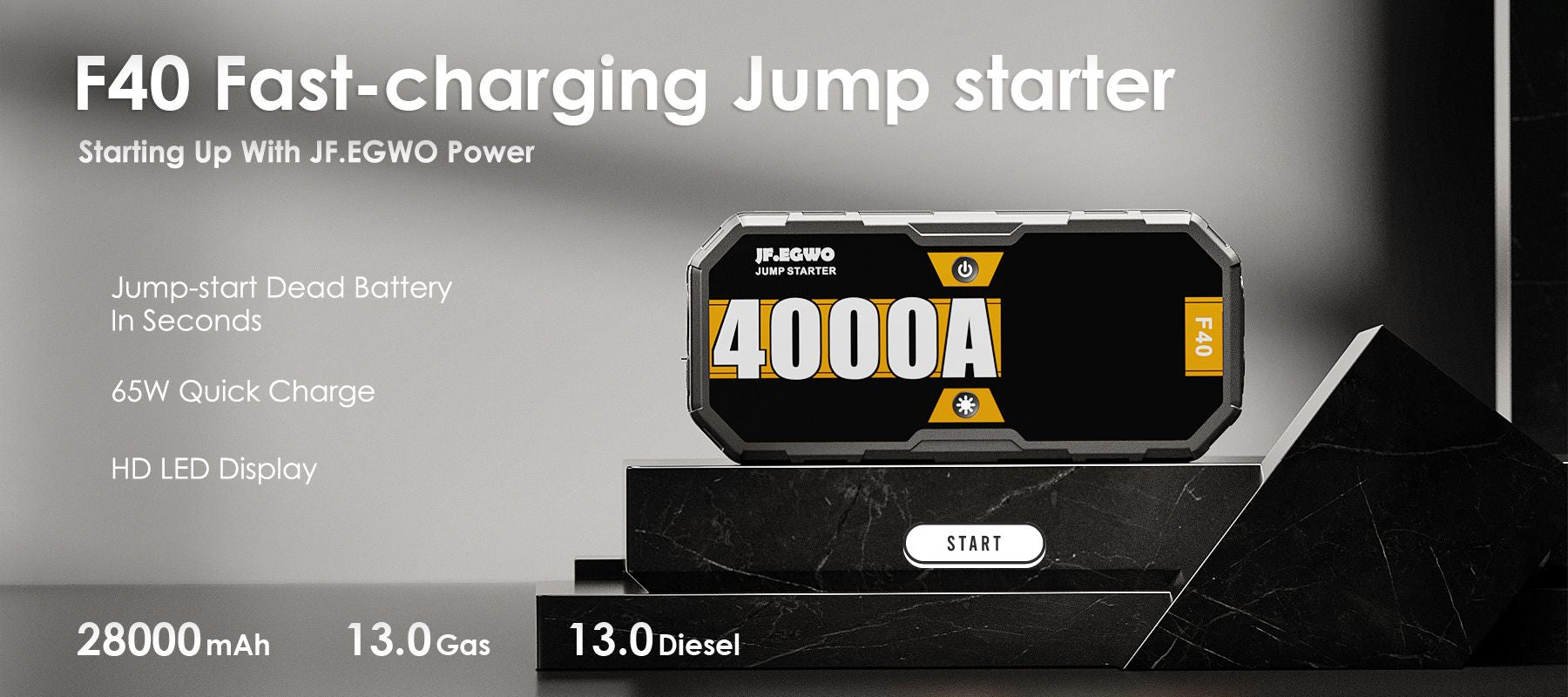 JFEGWO 4000A Jump Starter Car Battery Booster 65W Fast Charging Total 230W  Power Bank, Pro