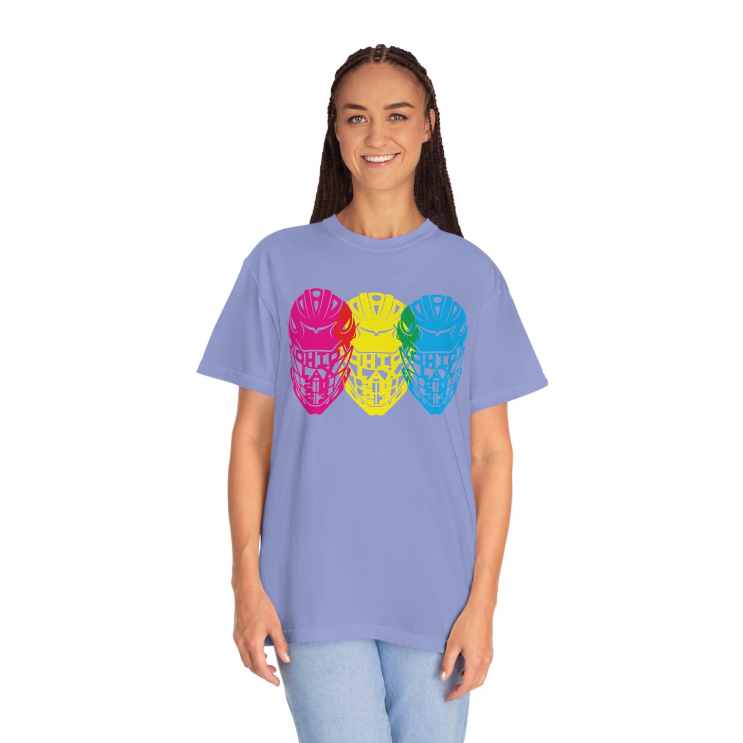 LACROSSE HELMET_TRI-COLOR (overlap) -Comfort Colors®-Unisex Garment-Dyed T-shirt
