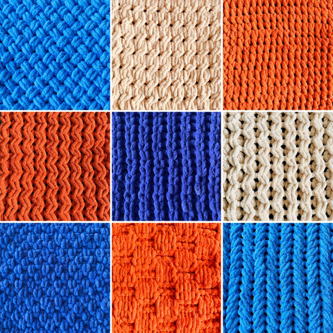 Collage image of loop yarn pattern textures