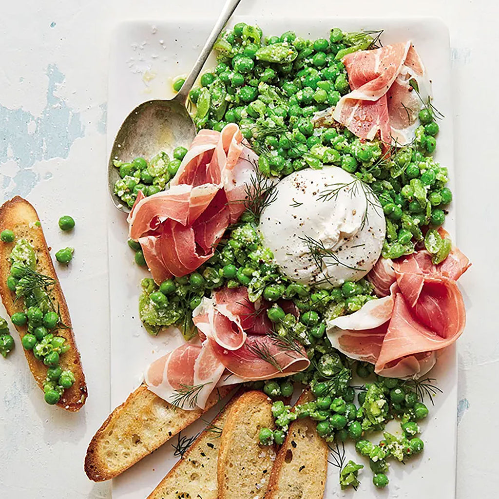 Double Pea, Prosciutto and Burrata Platter