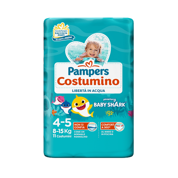 Pampers Costumino Baby Shark Taglia 4-5 11 Costumini 8-15 Kg