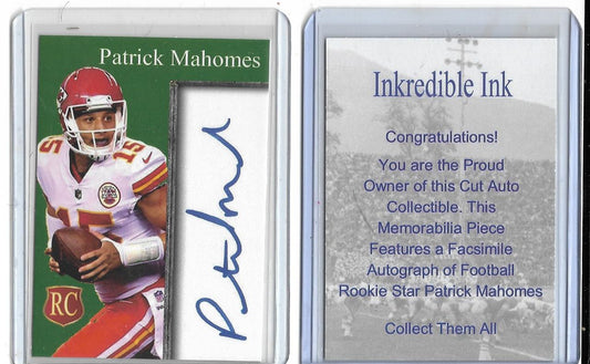 PATRICK MAHOMES AUTOGRAPH SERIES CARD Facsimile Autograph