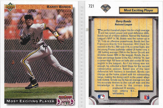 Barry Bonds 1992 Upper Deck #721 Pittsburgh Pirates Baseball Card