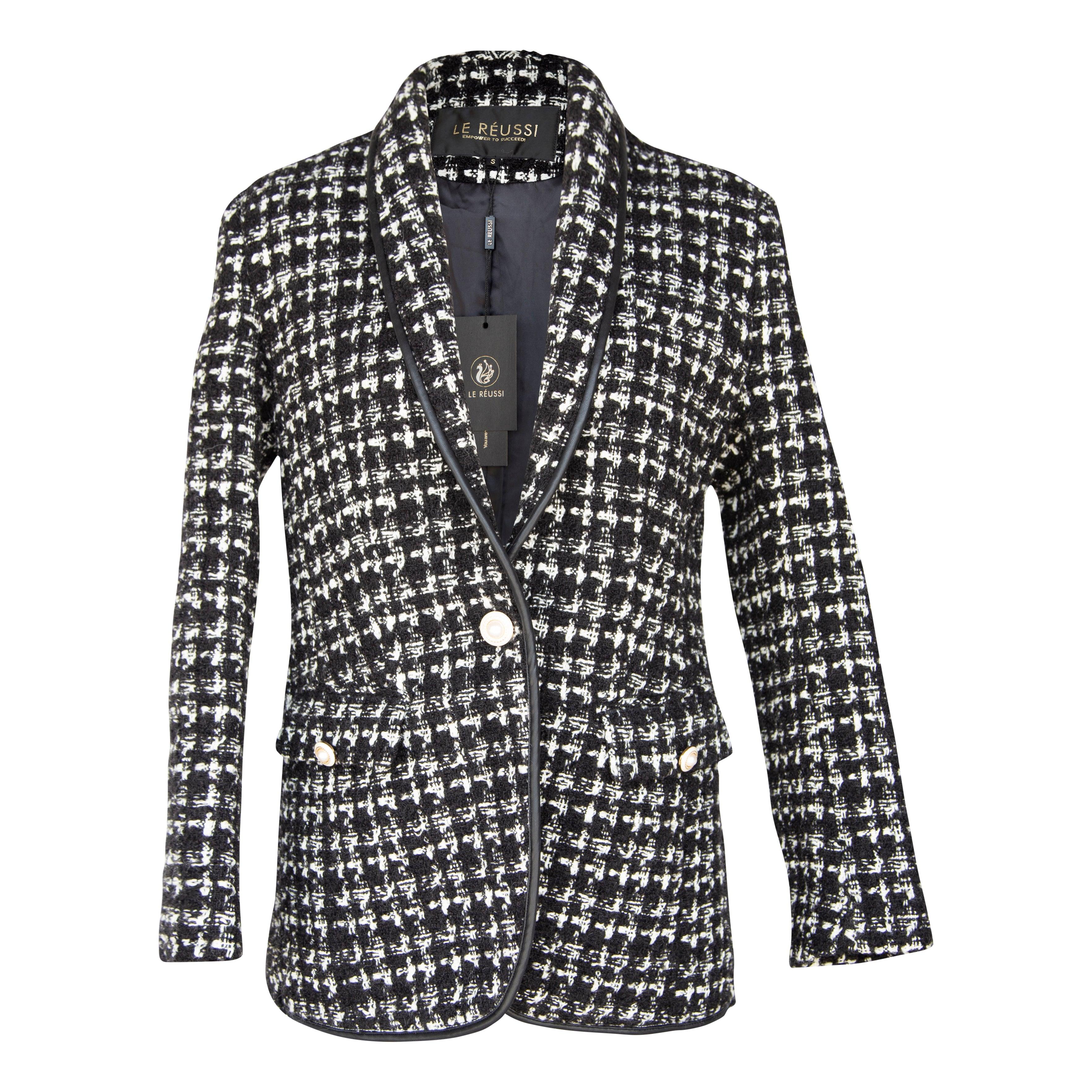 black and white tweed jacket womens