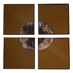 Square Mirror Petrified Wood Tile Gold