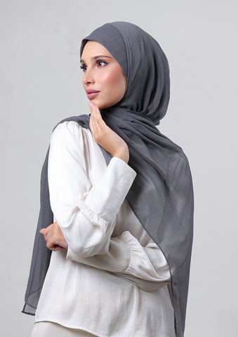 pewter grey instant hijab by bokitta plain chiffon collection 