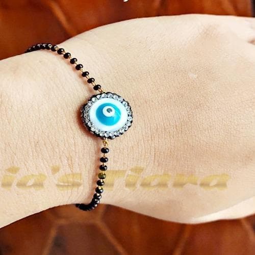 Evil Eye Black Beaded Indian Mangalsutra Bracelet By The Colourful Aura |  notonthehighstreet.com