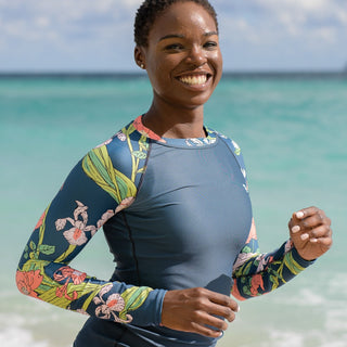 Women's Plus Size Swim Leggings UPF 50 2XL-6XL - Seychelles Floral