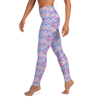 Blue Fish Scale Leggings with pockets UPF 50+