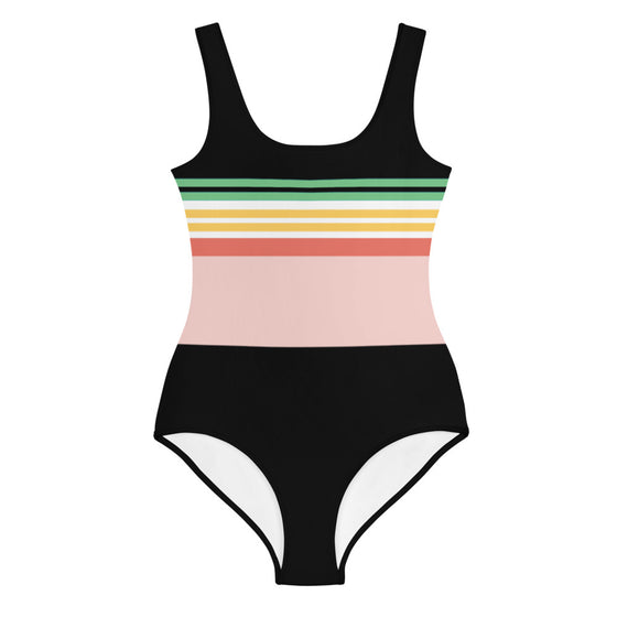 Girls Tween UPF 50 1-Pc. Swimsuit - Vintage Hawaii Stripe Swimwear Berry Jane™