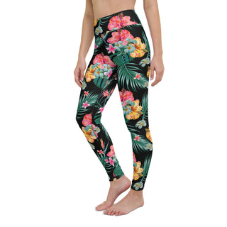 Hibiscus Flower Yoga Capri Leggings for Women High Waisted Mid Calf Length  Printed Floral Workout Pants Non See Through Perfect for Running 