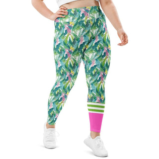 Women's Swim Leggings UPF 50 'hawaiian Tropical Leaf' Print