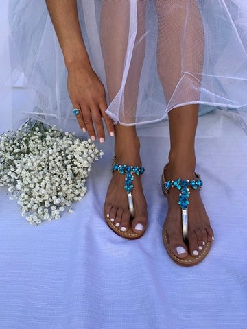 Ankalia blue silver wedding sandals
