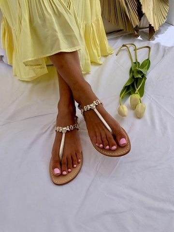 Ankalia gold flat sandals