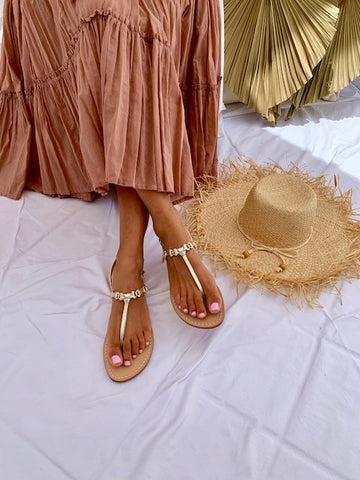 Ankalia lara gold flat luxury sandals