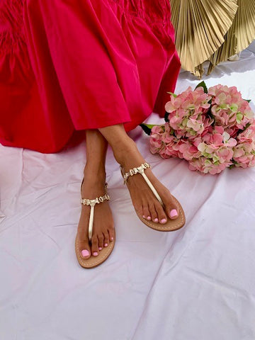 Ankalia lara gold flat sandals handmade