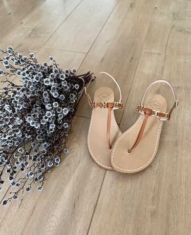 Ankalia lara tan flat sandals