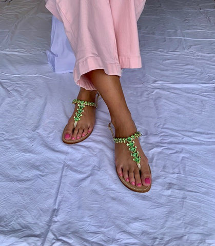 Ankalia_matilda_green_gold_flat_leather_sparkly_sandals