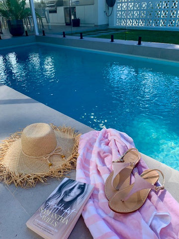 Ankalia pink sandals poolside