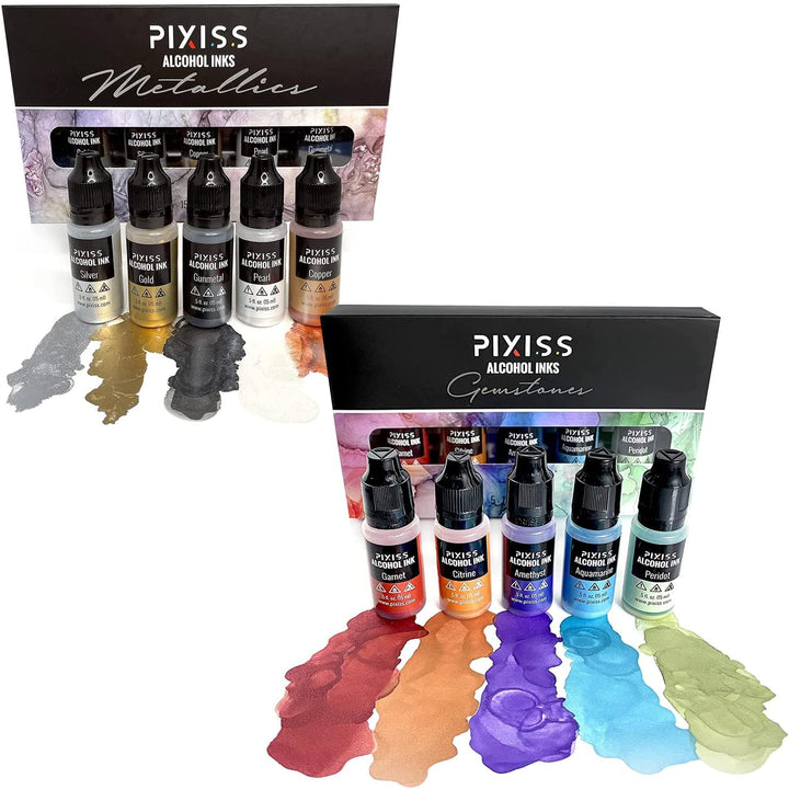 PIXISS Metallic Alcohol Inks Set of 5 - Shimmering Colors – Pixiss