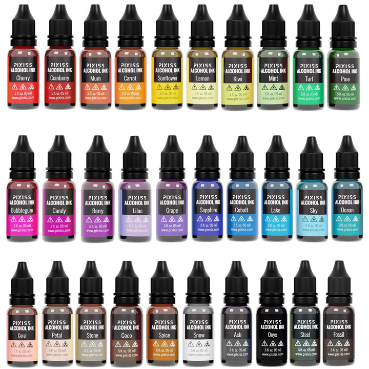  30x Tim Holtz Alcohol Ink .5oz Bottles (Assorted Colors),  Pixiss Alcohol Ink Storage Carrying Case Organizer, Stores 30x 0.5-Ounce  Bottles of Alcohol Ink, Stickles, Glossy Accents or Reinkers, Travel