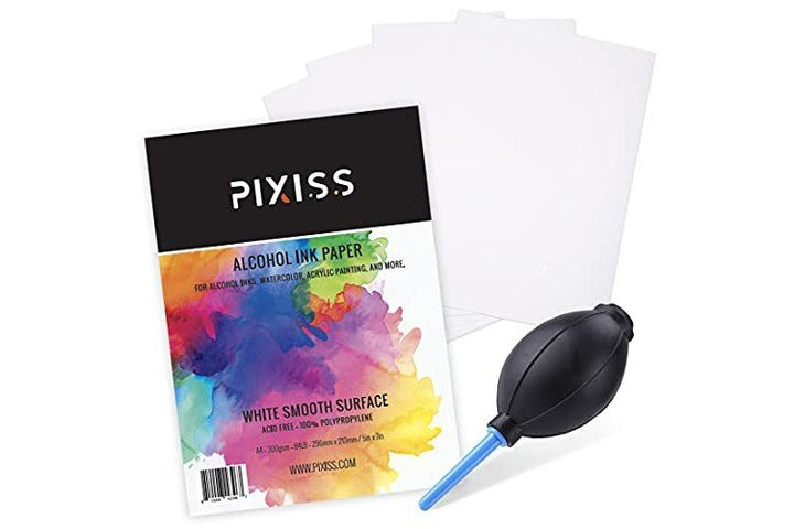 Pixiss Alcohol Ink Paper 50 Sheets Heavy Weight Paper for Alcohol Ink & Watercolor, Synthetic Paper A4 8x12 Inches 210x297mm, 300gsm, Size: 2 Packs 50