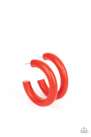 Woodsy Wonder - Red Hoop Earring #1037 - Essentially Mee