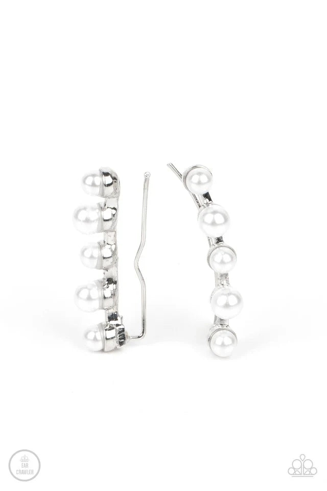 Drop-Top Attitude - White Ear Crawler Earring #1278