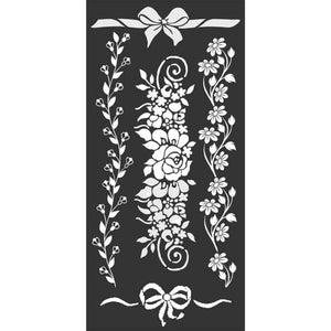 KSTDL24 Thick Stencil 12x25 Flowers and Leaves – Miniature Luxuries & Papers