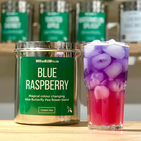 Blue raspberry tea changing colour
