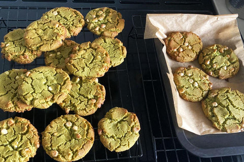 Vegan Matcha White Chocolate Chip Cookies