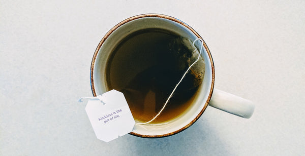 A birds eye view off a cup of black tea