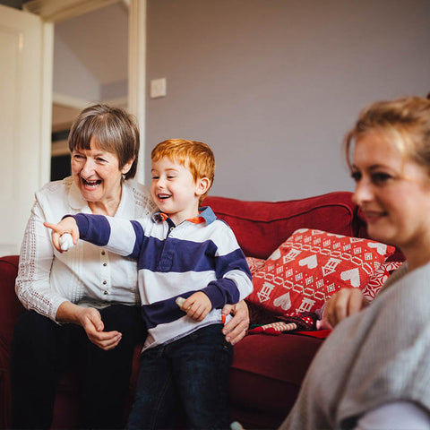 grandmother with grandson and daughter