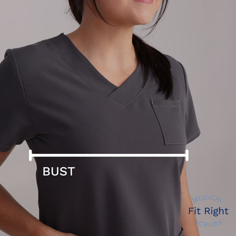 Fit Right Medical Scrubs Size Guide Information. How to measure your Bust/Chest.