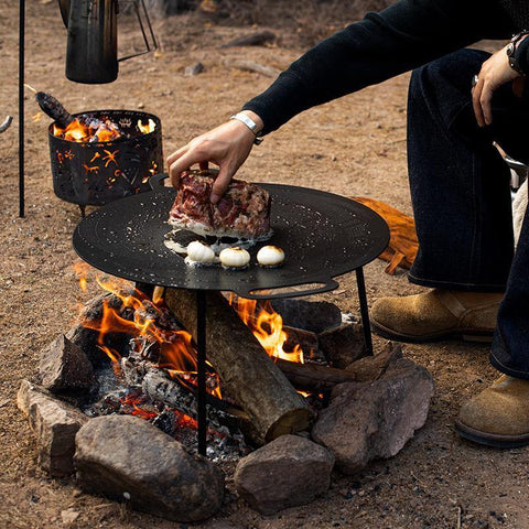 Vintage Metal Camping Campfire Cookware Set, Nesting, Primitive