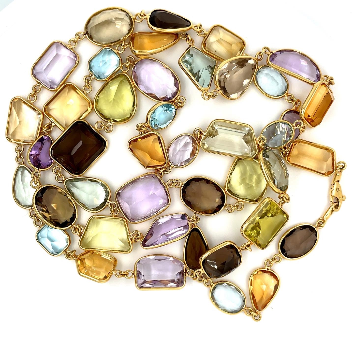Rainbow coloured 'Pebble' gemstone longchain – Ancient & W