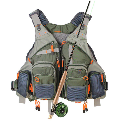 Fly Fishing Vest Pack Adjustable Size Breathable Multi-Pocket Vest –