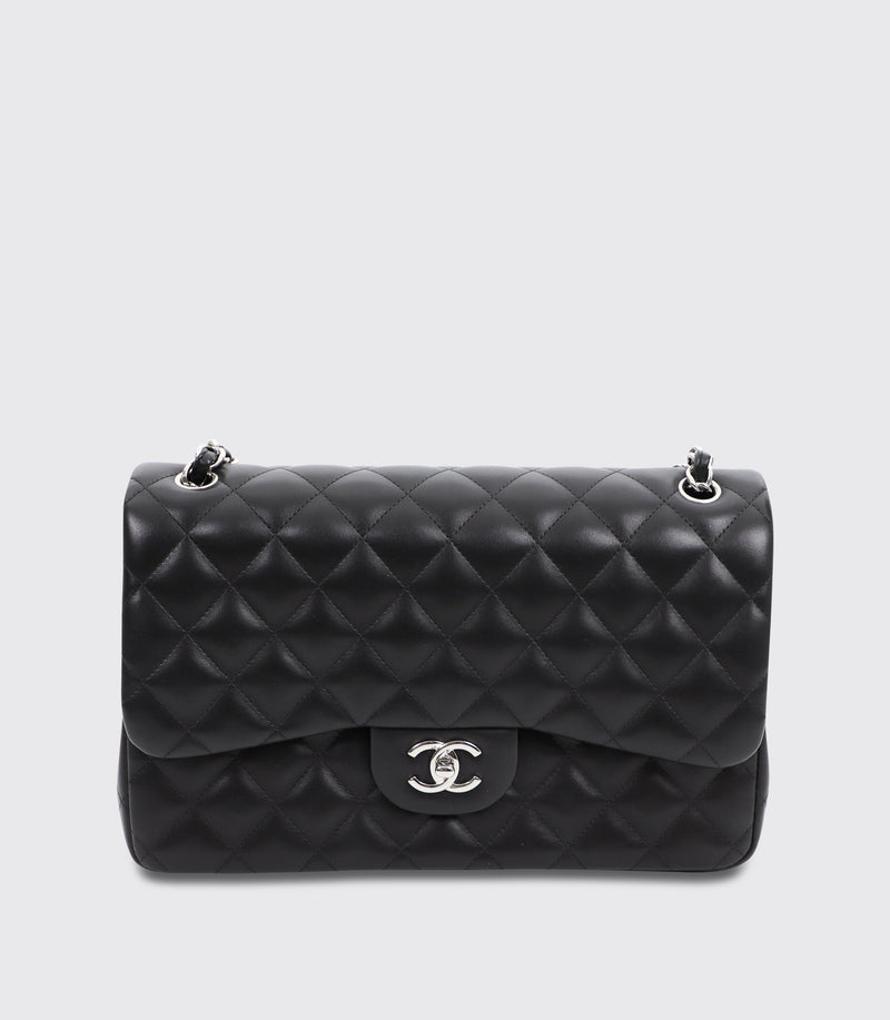 Chanel  Black Quilted Leather Classic Flap Jumbo Shoulder Bag  VSP  Consignment
